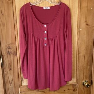 🪷5 for $20🪷 Zenana Outfitters Maroon Button-Front Long Sleeve Tunic Top